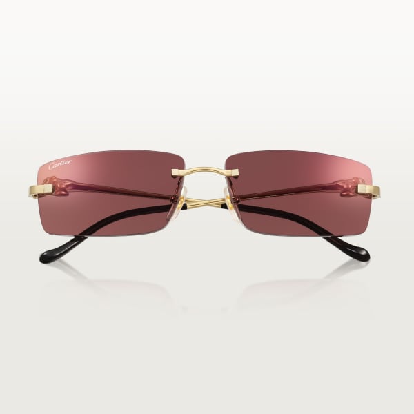 Panthère de Cartier 太陽眼鏡 光滑金色飾面金屬，酒紅色鏡片