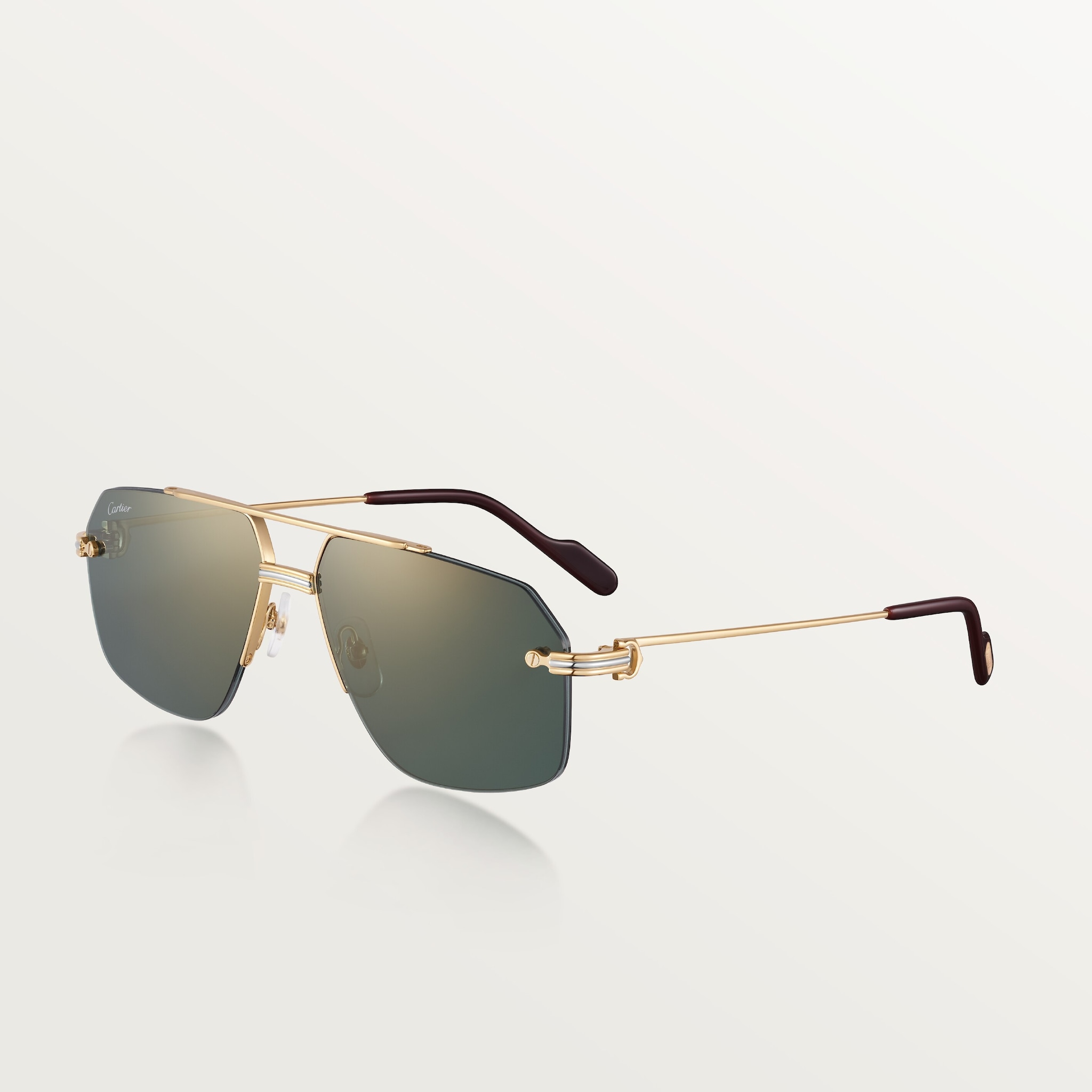 Première de Cartier sunglassesSmooth golden-finish metal, green lenses