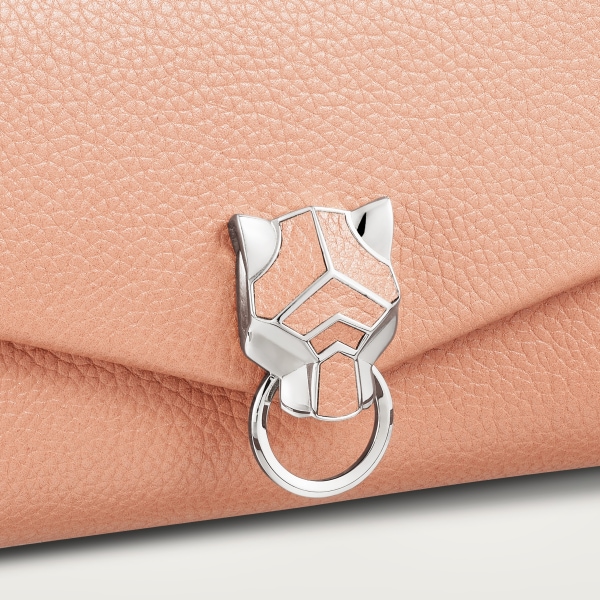 鏈帶手袋，微型款，Panthère de Cartier 粉色小牛皮，鍍鈀飾面