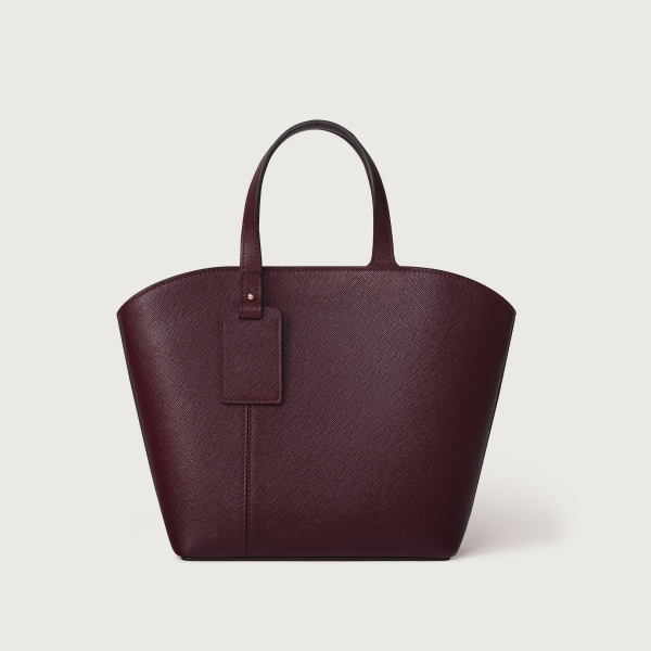 Mini model tote bag, C de Cartier Grape textured calfskin, embroidery, rose golden finish