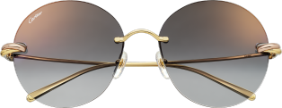 Trinity Sunglasses Black metal, smooth three-tone golden finish, grey lenses