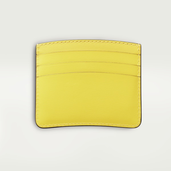 卡片夾，Panthère de Cartier 黃色小牛皮，鍍鈀飾面