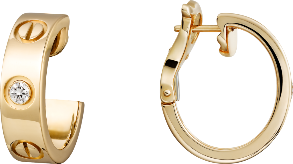 Love 耳環，2顆鑽石18K黃金，鑽石