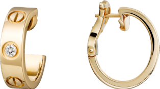 <span class='lovefont'>A </span> earrings, 2 diamonds Yellow gold, diamonds