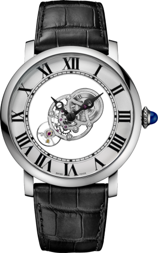 Rotonde de Cartier Astromystérieux 天體運轉式神秘陀飛輪腕錶 43.5毫米，手動上鏈機械機芯，鈀金，皮革