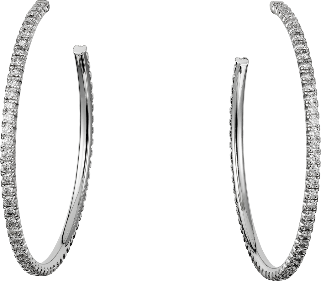 Etincelle de Cartier 耳環，大型款18K白色黃金，鑽石