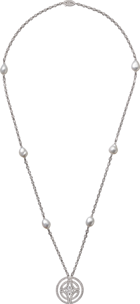 Galanterie de Cartier 項鏈18K白色黃金，養殖珍珠，鑽石