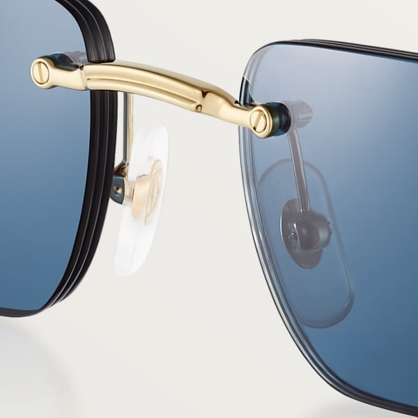 Première de Cartier 太陽眼鏡 光滑金色飾面金屬，藍色鏡片 