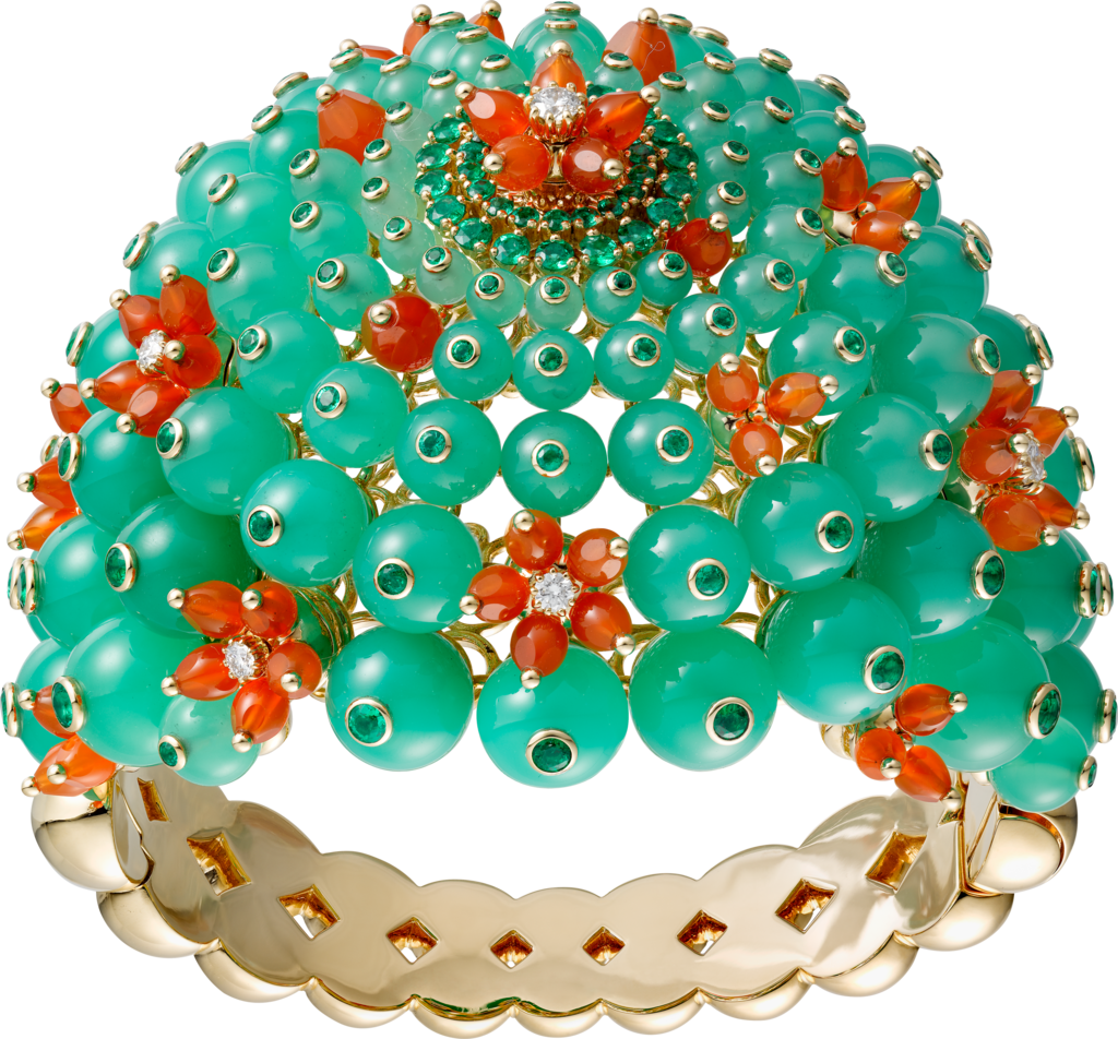 Cactus de Cartier 手鐲黃金，祖母綠，綠玉髓，紅玉髓，鑽石
