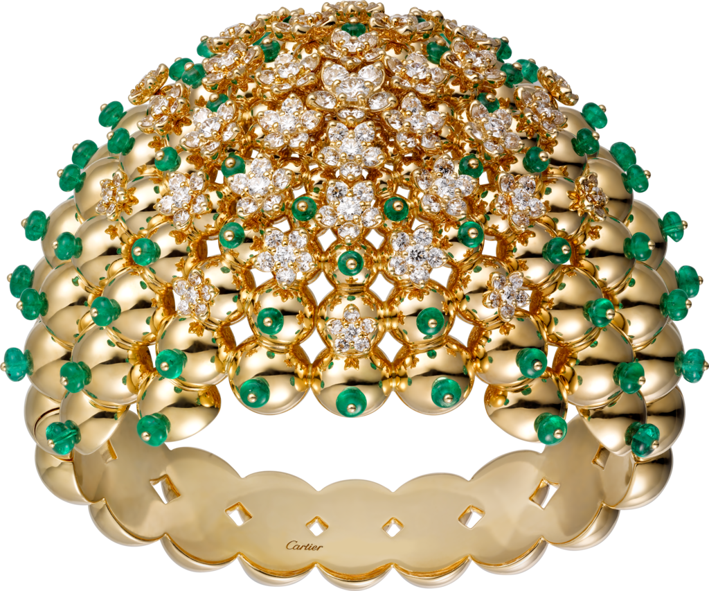 Cactus de Cartier 手鐲18K黃金，祖母綠，鑽石