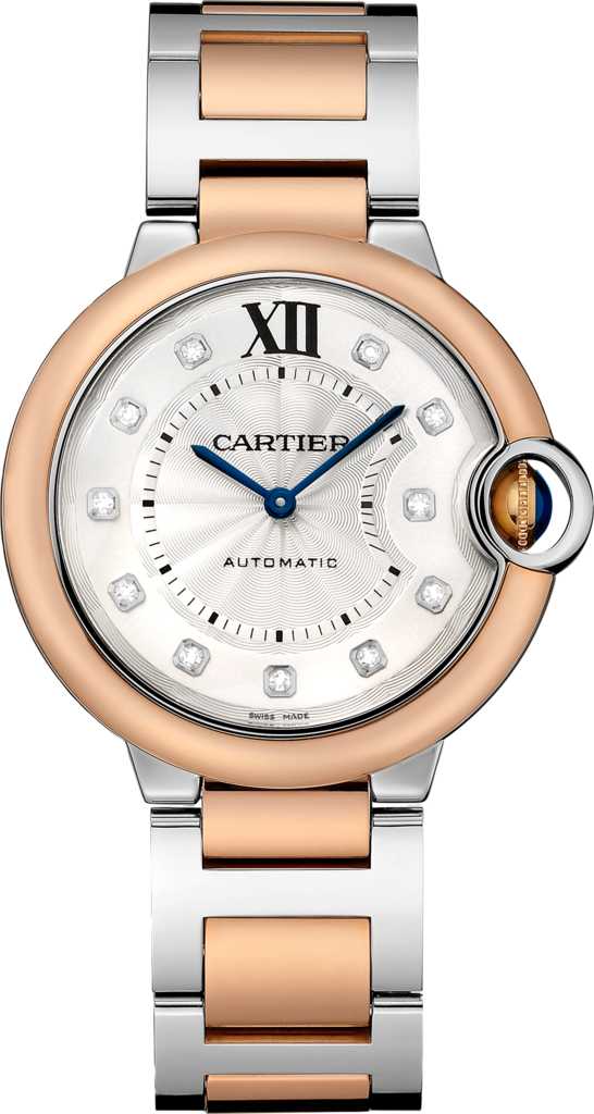 Ballon Bleu de Cartier 腕錶36毫米，自動上鏈機械機芯，18K玫瑰金，精鋼，鑽石