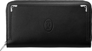 Zipped International Wallet, Must de Cartier Black calfskin, palladium finish