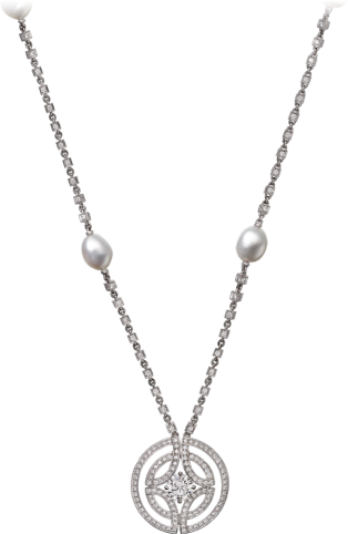 Galanterie de Cartier 項鏈 18K白色黃金，養殖珍珠，鑽石