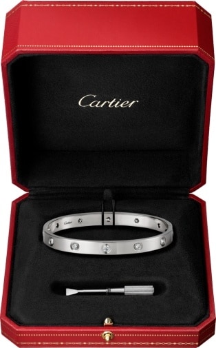 cartier love bracelet white gold 10 diamonds