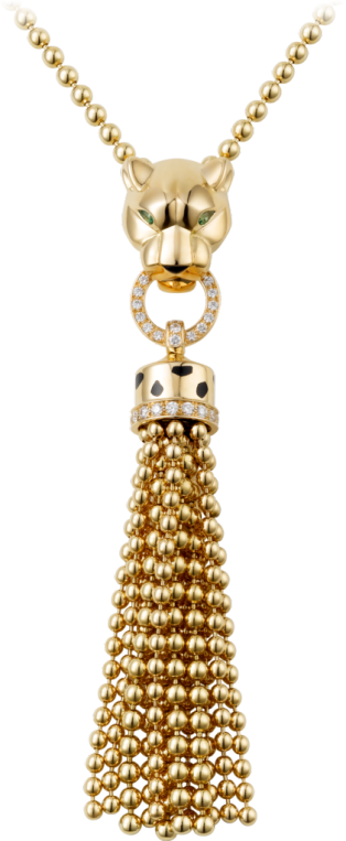 Panthère de Cartier 項鏈 18K黃金，黑色亮漆，沙弗萊石榴石，縞瑪瑙，鑽石
