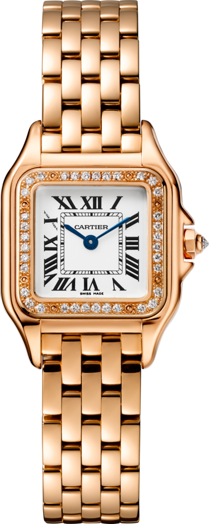 Panthère de Cartier 腕錶小型款，石英機芯，18K玫瑰金，鑽石