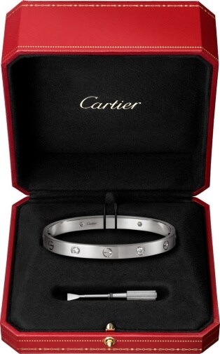 cartier love bracelet white gold with 4 diamonds