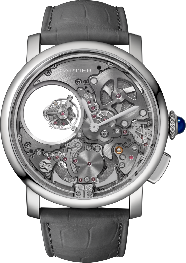 Rotonde de Cartier 腕錶45毫米，手動上鏈機械機芯，鈦金屬，皮革