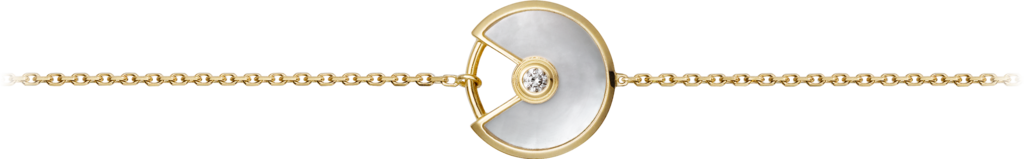 Amulette de Cartier 手鐲，超小型款18K黃金，鑽石，白色珍珠母貝