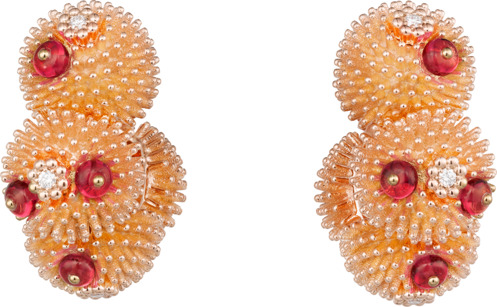 Cactus de Cartier 耳環18K玫瑰金，尖晶石，鑽石