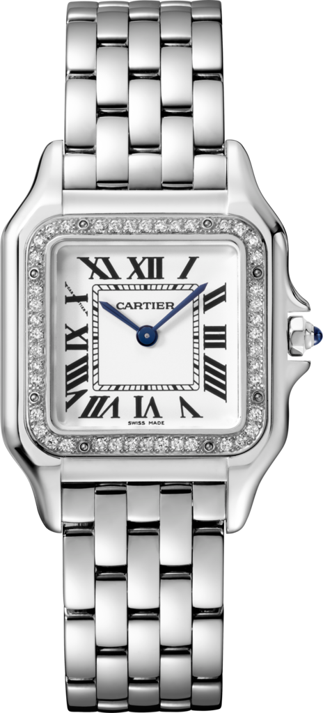 Panthère de Cartier 腕錶中型款，石英機芯，精鋼，鑽石