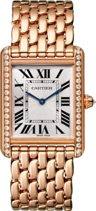 cartier rose gold and diamond watch