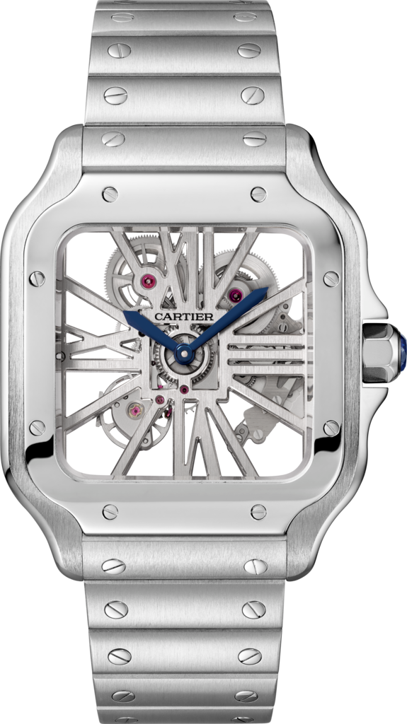 Santos de Cartier 腕錶大型款，手動上鏈機械機芯，精鋼