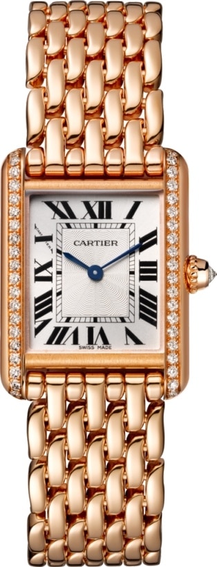 cartier rose gold and diamond watch
