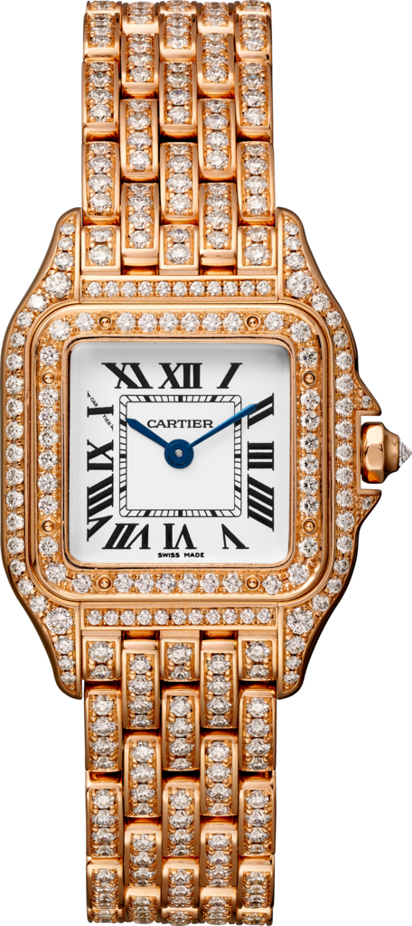 Panthère de Cartier 腕錶小型款，石英機芯，18K玫瑰金，鑽石