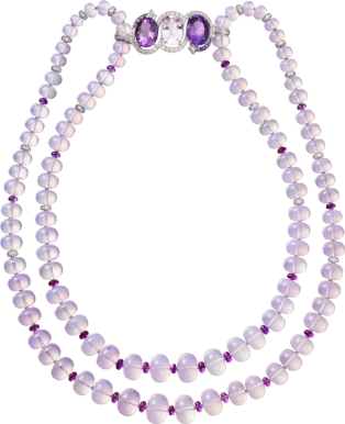 高級珠寶項鏈 18K白色黃金，紫水晶，黃玉，鑽石