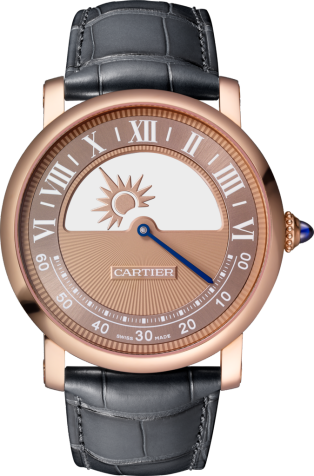 Rotonde de Cartier 神秘機芯腕錶 40毫米，手動上鏈機械機芯，18K玫瑰金，皮革