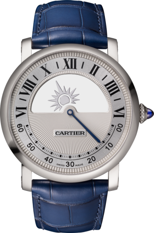 Rotonde de Cartier 神秘機芯腕錶 40毫米，手動上鏈機械機芯，18K白色黃金，皮革