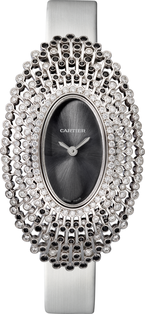 Cartier Libre 腕錶大型款，石英機芯，18K白色黃金，鑽石，黑色尖晶石