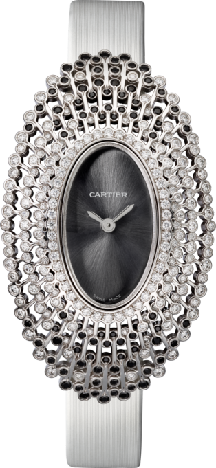 Cartier Libre 腕錶 大型款，石英機芯，18K白色黃金，鑽石，黑色尖晶石