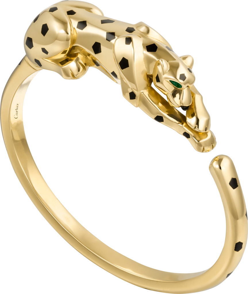 Panthère de Cartier 手鐲18K黃金，沙弗萊石榴石，縞瑪瑙