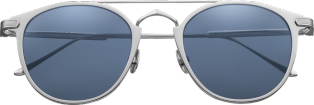 C de Cartier 太陽眼鏡 金屬，灰色 PVD 飾面，鍍鈀飾面細節，深藍色鏡片