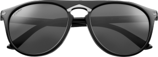C de Cartier 太陽眼鏡 黑色複合材質，鍍釕飾面細節，灰色鏡片