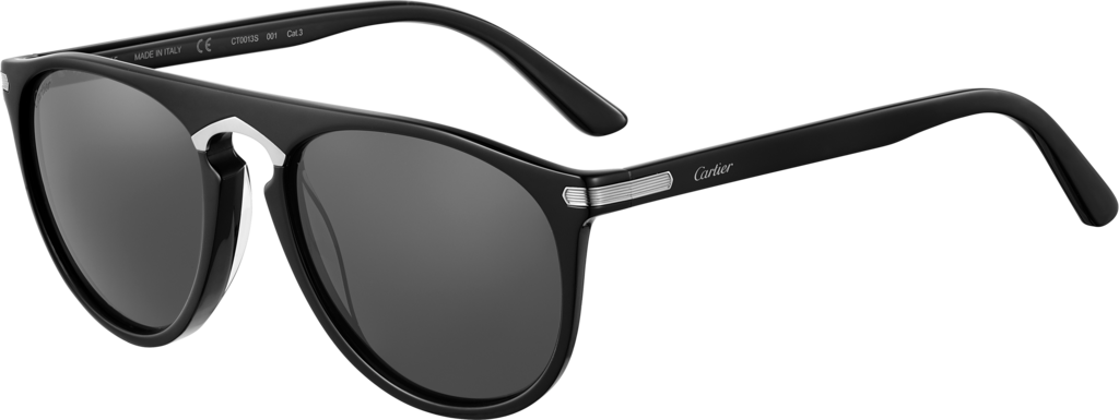 C de Cartier 太陽眼鏡黑色複合材質，鍍釕飾面細節，灰色鏡片