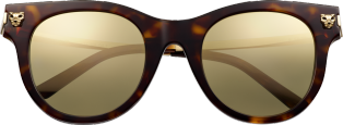 Panthère de Cartier 太陽眼鏡 玳瑁效果複合材質，光滑香檳金色飾面
