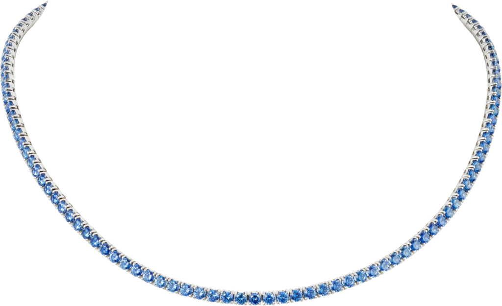 經典鑽石鏈系列項鏈18K白色黃金，藍寶石