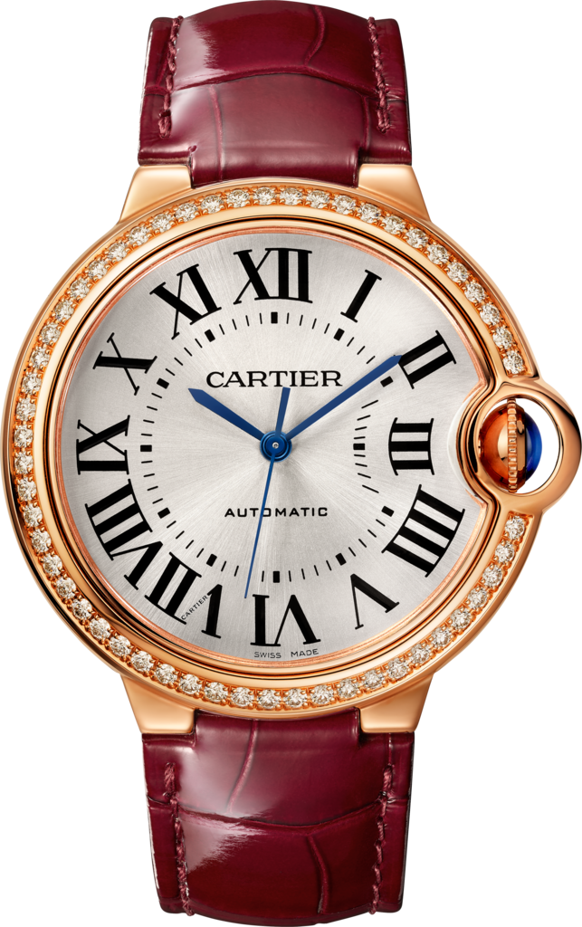 Ballon Bleu de Cartier 腕錶36毫米，自動上鏈機械機芯，18K玫瑰金，鑽石，皮革