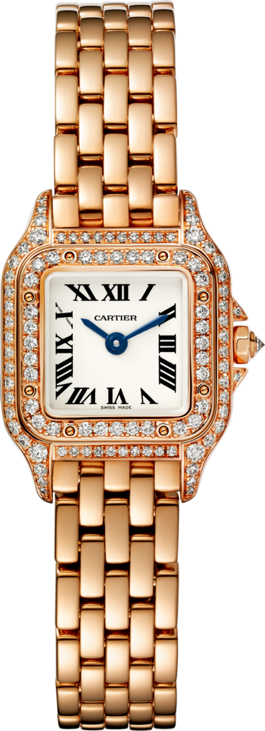 Panthère de Cartier 腕錶迷你款，石英機芯，18K玫瑰金，鑽石