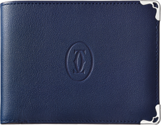 Must de Cartier 信用卡夾，可容納6張信用卡 藍色小牛皮，精鋼飾面