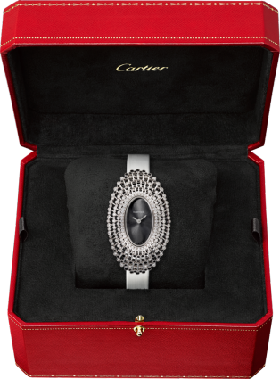 Cartier Libre 腕錶 大型款，石英機芯，18K白色黃金，鑽石，黑色尖晶石