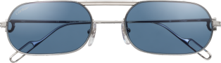 Première de Cartier sunglasses Platinum-finish metal, blue lenses with slight golden flash