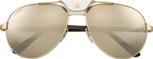 Santos de Cartier 太陽眼鏡 白色水牛角及碳纖維腳架，香檳金色飾面金屬，金色鏡面效果鏡片