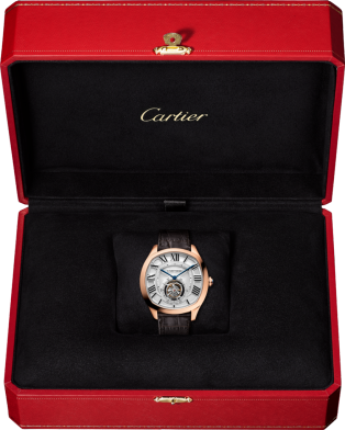 Drive de Cartier watch Large model, hand-wound mechanical movement, rose gold, leather