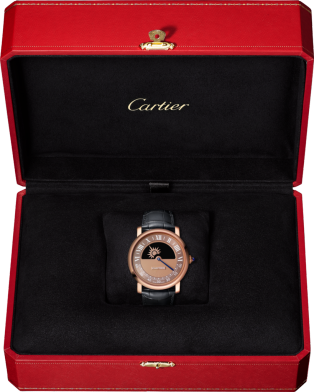 Rotonde de Cartier 神秘機芯腕錶 40毫米，手動上鏈機械機芯，18K玫瑰金，皮革
