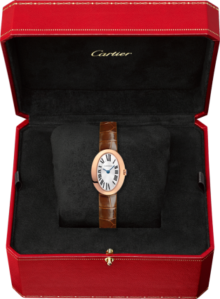 Mini Baignoire 腕錶 迷你款，石英機芯，18K玫瑰金，皮革