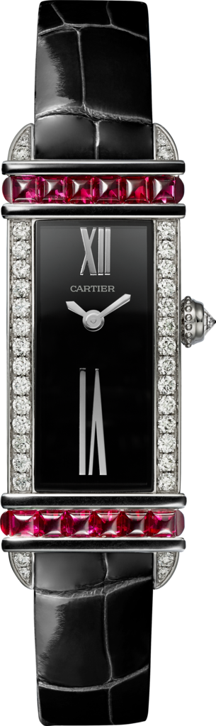 Cartier Libre 腕錶 中型款，石英機芯，18K白色黃金，鑽石，紅寶石